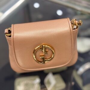 Pre Owned Gucci Pebbled Metallic Gold Designer Bag W/ Dustbag